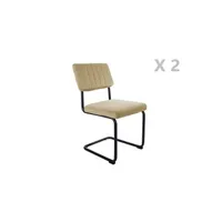 - lot de 2 chaises cantilevers design velours keen - beige - keen
