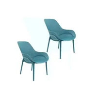 fauteuil de jardin the home deco factory - 2 fauteuils pour table de jardin design malibu - bleu - malibu