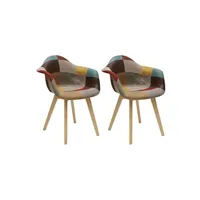 fauteuil de salon altobuy bradu - lot de 2 fauteuils patchwork motif vintage -