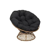 chaise de jardin altobuy merida - fauteuil pivotant noir avec assise capitonnée -