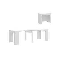 console vente-unique console table extensible 10 couverts - 4 rallonges - blanc - onega