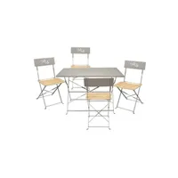 ensemble table et chaises altobuy malam - ensemble table repas pliante + 4 chaises pliantes taupe -