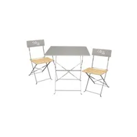 ensemble table et chaises altobuy malam - ensemble table repas carrée pliante + 2 chaises pliantes taupe -