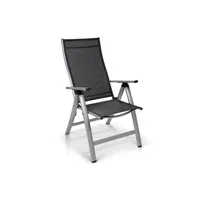 chaise de jardin blumfeldt chaise de jardin - london - siège de jardin - 6 positions - transat - pliante - cadre en aluminium - textilène - noir