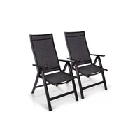 chaise de jardin blumfeldt set 2 chaises de jardin- london - 6 positions - assise 45 x 44 cm - anthracite