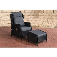 fauteuil de jardin réglable breno 5 mm avec repose-pieds , noir /gris fonte