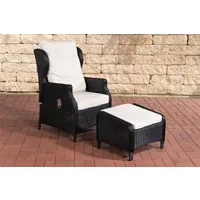 fauteuil de jardin réglable breno 5 mm avec repose-pieds , noir /blanc crème