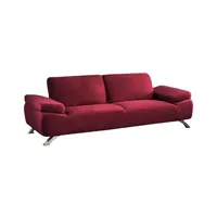 canapé droit vente-unique canapé 3 places en microfibre polka - rouge