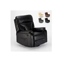 - fauteuil relax à bascule inclinable et rotation à 360° en similicuir sissi, couleur: noir