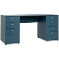 bureau droit generique bureau droit avec 8 tiroirs - bleu petrole - 160 x 67 x 75 cm - pop color
