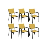 fauteuil de jardin proloisirs - fauteuils de jardin aluminium et toile games (lot de 6) graphite, moutarde