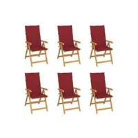 chaise de jardin vidaxl chaises de jardin 6 pcs avec coussins bordeaux bois de teck