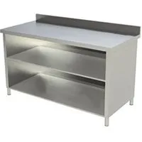 buffet de cuisine materiel ch pro meuble bas plan de travail inox ouvert - profondeur 600 - acier inoxydable1000x600
