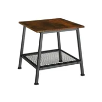 table d'appoint tectake table d'appoint bedford 45,5x45x47cm - bois foncé industriel, rustique