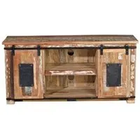meubles tv pegane meuble tv en bois recycle multicolore - longueur 130 x profondeur 40 x hauteur 62 cm --