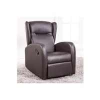 fauteuil de relaxation pegane fauteuil relax en simili-cuir coloris marron chocolat - largeur 70 x profondeur 77 cm