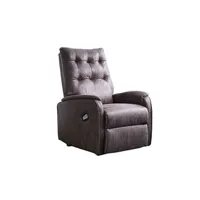 fauteuil de relaxation pegane fauteuil relax en tissu coloris chocolat vintage - longueur 75 x profondeur 80 x hauteur 111 cm