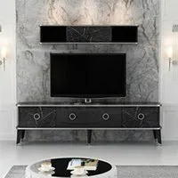 meubles tv home mania homemania support de télévision bien - blanc, argent - 180 x 35 x 50