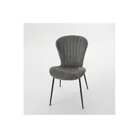 chaise amadeus chaise coquillage en velours gris (lot de 2) - - gris - tissu