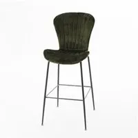 chaise amadeus chaise bar coquillage 112 cm en métal et velours kaki (lot de 2) - - vert - métal