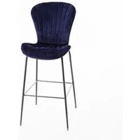 chaise amadeus chaise de bar coquillage en velours bleu (lot de 2) - - bleu - tissu