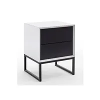 table de chevet pegane table de chevet / table de nuit coloris blanc / noir -longueur 45 x hauteur 57 x profondeur 40 cm
