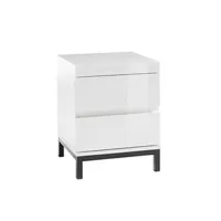 table de chevet pegane table de chevet / table de nuit coloris blanc brillant - longueur 40 x hauteur 50 x profondeur 40 cm