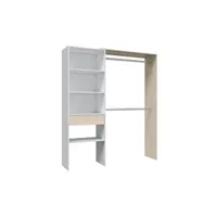 armoire pegane armoire dressing avec etagere de rangement coloris blanc / chene - 187 x 158 x 40 cm --