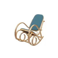 rocking chair mendler fauteuil à bascule m41 bois massif aspect chêne tissu textile vert