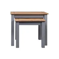 table d'appoint vidaxl tables gigognes 2pcs gris bois de pin massif assortiment panama