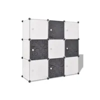 etagère murale vidaxl organisateur de rangement cube avec 9 compartiments noir/blanc