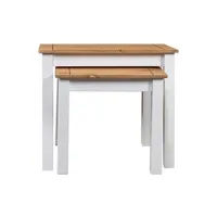 table d'appoint vidaxl tables gigognes 2pcs blanc bois pin massif assortiment panama