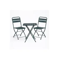 salon de jardin sklum ensemble table (60x60 cm) & 2 chaises de jardin pliantes janti vert jungle cm