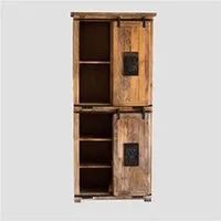 vitrine sklum armoire en bois à 2 portes coulissantes uain style bois recyclé 180 cm