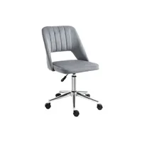 fauteuil de bureau vinsetto chaise de bureau design contemporain dossier ergonomique ajouré strié hauteur réglable pivotante 360° piètement chromé velours gris
