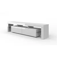 meubles tv bim furniture meuble tv 190 cm - blanc mat / blanc brillant sans led