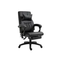 fauteuil de bureau homcom fauteuil de bureau manager massant hauteur réglable dossier inclinable repose-pied + appui-tête 68 x 79 x 104-112 cm noir