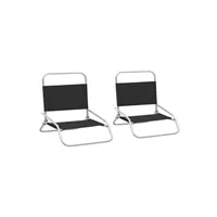 ensemble table et chaises vidaxl chaises de plage pliables 2 pcs noir tissu