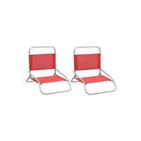 ensemble table et chaises vidaxl chaises de plage pliables 2 pcs rouge tissu