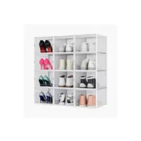 meuble à chaussures secury-t by sama lot de 12 boîtes à chaussures/rangement transparentes empilables en plastique avec porte et aération 36x28x21cm