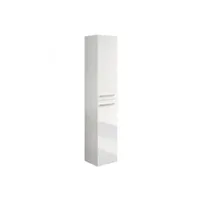meuble de salle de bain pegane colonne salle de bain suspendue avec 2 portes coloris blanc laqué - 150 x 30 x 25 cm --