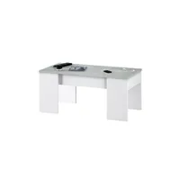table basse pegane table basse modulable coloris blanc artik / ciment en melamine avec plateau - dim : 45 x 100 x 50 cm --