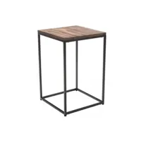 table d'appoint pegane table d'appoint carrée en bois d'acacia et métal, coloris marron, h65 x p42 x l42 cm --