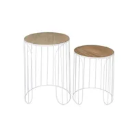 table d'appoint the home deco factory - tables gigognes filaires ana (lot de 2) blanc