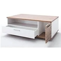 table basse pegane table basse en mélaminé coloris chêne sterling / blanc brillant - l.115 x h.42 x p.70 cm --