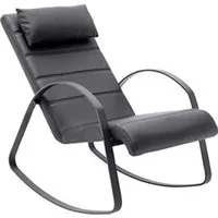 fauteuil de relaxation pegane fauteuil relax en métal et simili-cuir coloris noir - longueur 67 x hauteur 90 x profondeur 115 cm - -