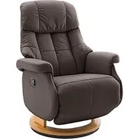 fauteuil de relaxation pegane fauteuil relax rotatif en cuir coloris marron - l.77 x h.111 x p.86 cm --