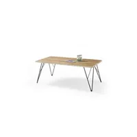 table basse pegane table basse en chene massif avec pietement en metal noir - l120 x h46 x p60 cm --