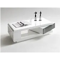 table basse pegane table basse pivotant coloris blanc laque brillant et gris - l120 x h36 x p60 cm --