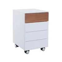 caisson et casier de bureau pegane caisson en bois coloris blanc avec tiroir chêne - dim : 40 x 45 x 63 cm --